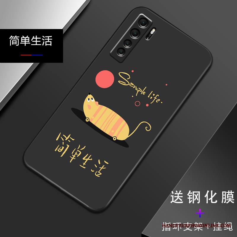 Huawei P40 Lite 5g Kuori Suojaus Pesty Suede Kevyt Musta Murtumaton Pehmeä Neste Persoonallisuus