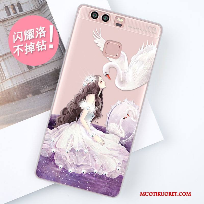 Huawei P9 Kuori Puhelimen Kuoret Suojaus Punainen Kotelo Murtumaton Pehmeä Neste Silikoni