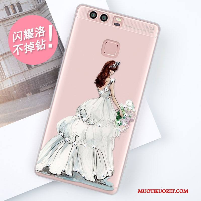 Huawei P9 Kuori Puhelimen Kuoret Suojaus Punainen Kotelo Murtumaton Pehmeä Neste Silikoni