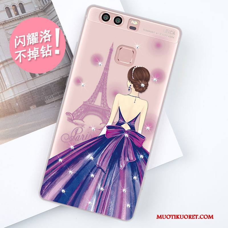Huawei P9 Kuori Puhelimen Kuoret Suojaus Punainen Kotelo Murtumaton Pehmeä Neste Silikoni
