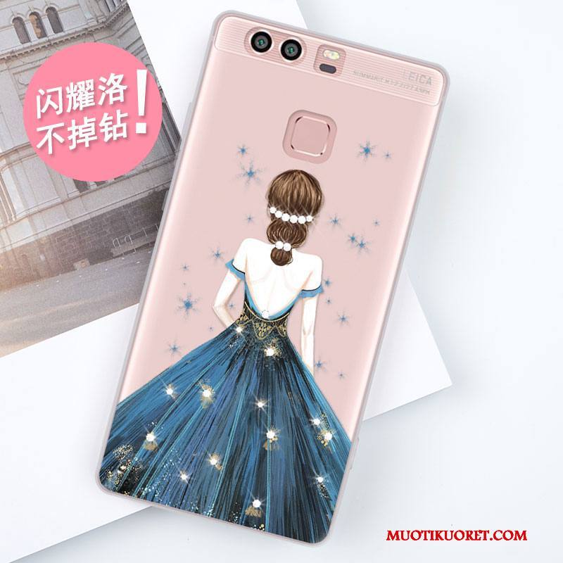 Huawei P9 Kuori Puhelimen Kuoret Suojaus Punainen Kotelo Murtumaton Pehmeä Neste Silikoni