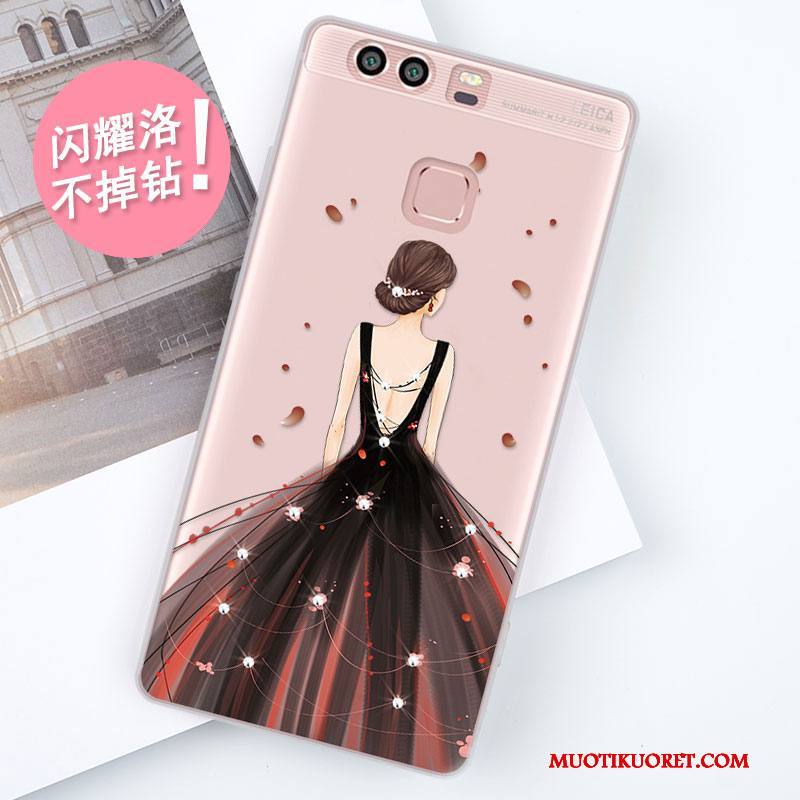 Huawei P9 Kuori Puhelimen Kuoret Suojaus Punainen Kotelo Murtumaton Pehmeä Neste Silikoni