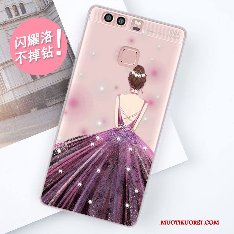 Huawei P9 Kuori Puhelimen Kuoret Suojaus Punainen Kotelo Murtumaton Pehmeä Neste Silikoni