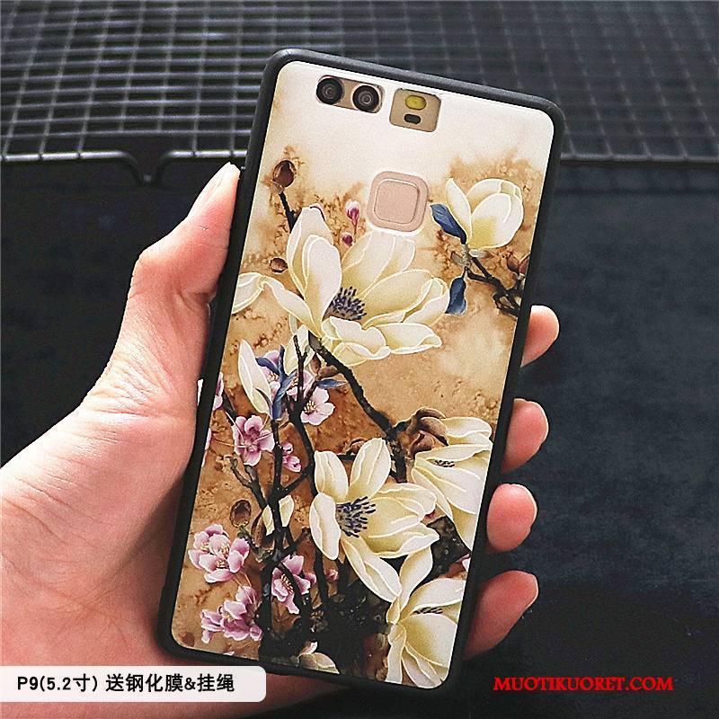 Huawei P9 Plus Kuori Hemming Valkoinen Suojaus Kohokuviointi Pesty Suede Puhelimen Kuoret Kotelo