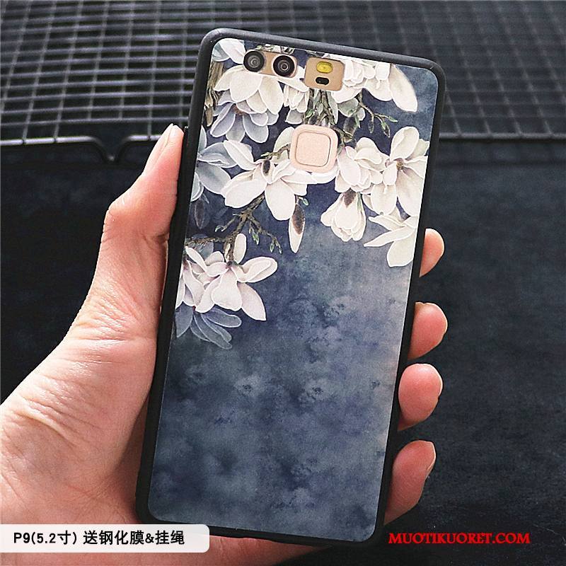 Huawei P9 Plus Kuori Hemming Valkoinen Suojaus Kohokuviointi Pesty Suede Puhelimen Kuoret Kotelo