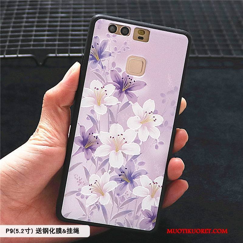 Huawei P9 Plus Kuori Hemming Valkoinen Suojaus Kohokuviointi Pesty Suede Puhelimen Kuoret Kotelo