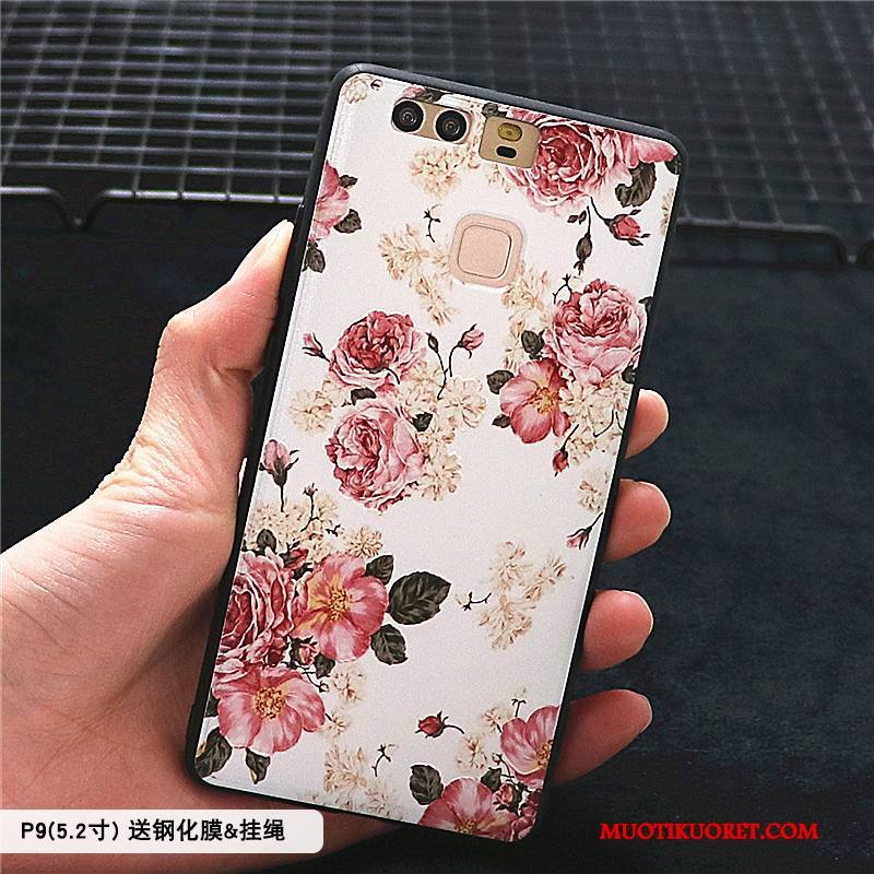 Huawei P9 Plus Kuori Hemming Valkoinen Suojaus Kohokuviointi Pesty Suede Puhelimen Kuoret Kotelo