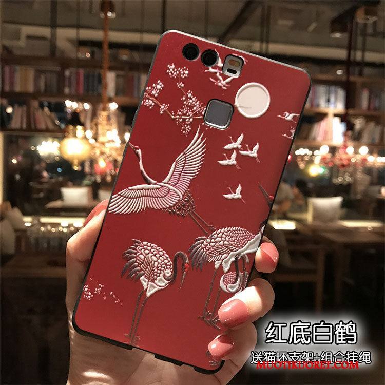 Huawei P9 Plus Punainen Sarjakuva All Inclusive Kotelo Kuori Silikoni Ripustettavat Koristeet