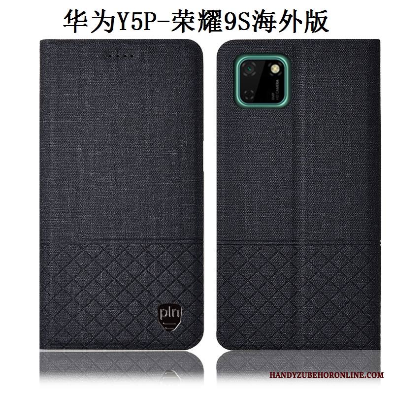 Huawei Y5p Murtumaton Nahkakotelo Pellava All Inclusive Suojaus Puhelimen Kuoret Kuori