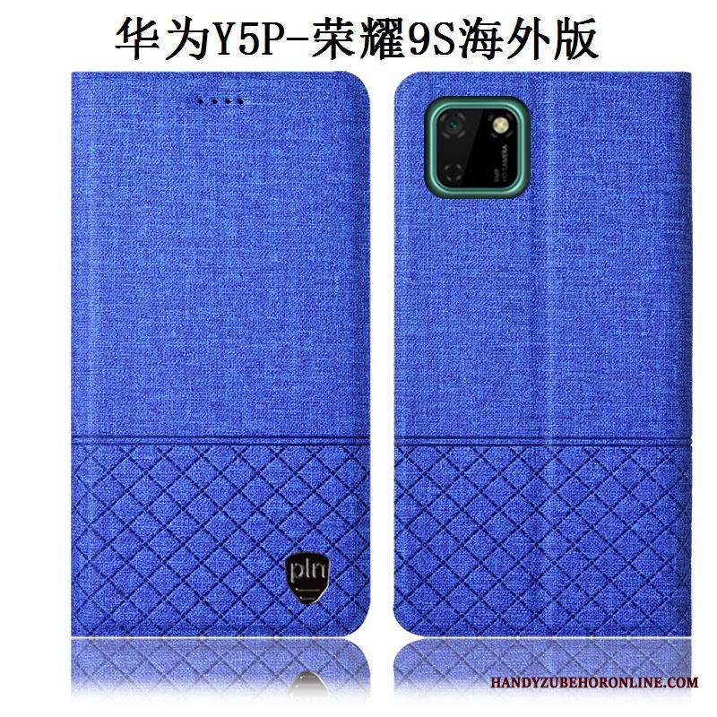 Huawei Y5p Murtumaton Nahkakotelo Pellava All Inclusive Suojaus Puhelimen Kuoret Kuori
