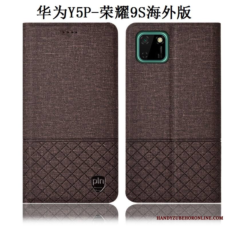 Huawei Y5p Murtumaton Nahkakotelo Pellava All Inclusive Suojaus Puhelimen Kuoret Kuori