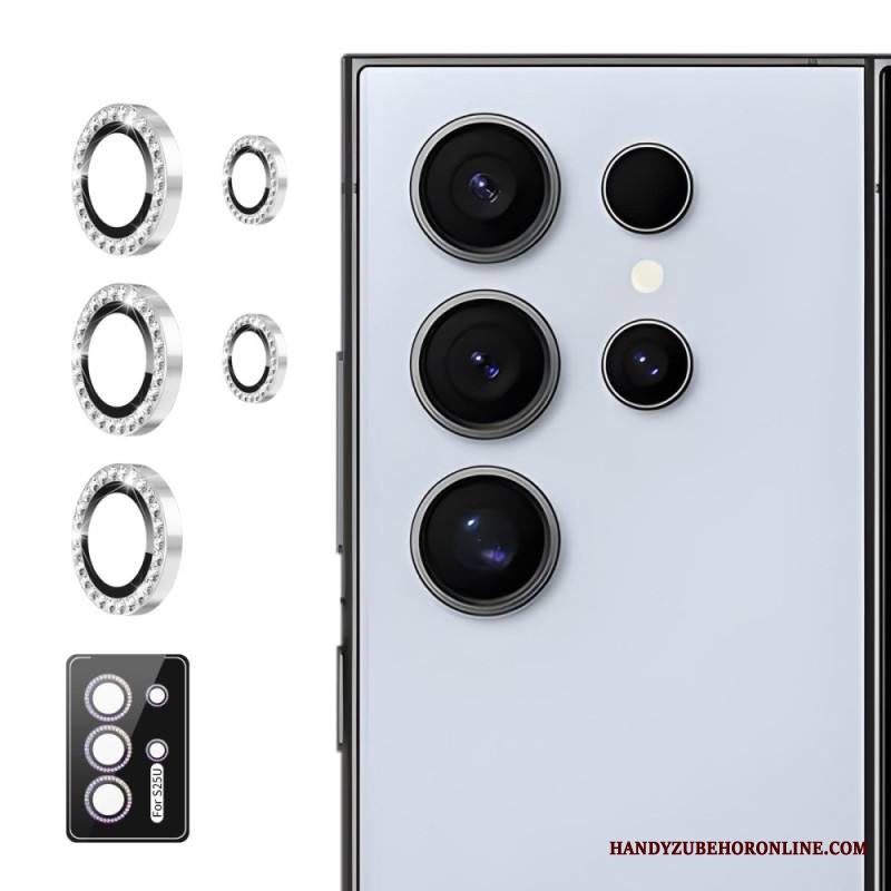 Kameran Linssin Suojus Samsung Galaxy S25 Ultra 5g Metalliseosrenkailla Ja Strasseilla