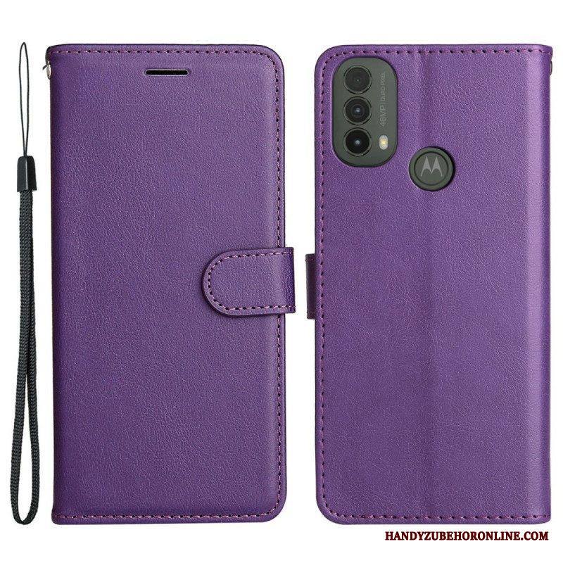 Kotelot Moto E40 / E30 / E20 Suojaketju Kuori Strappy Leather Effect