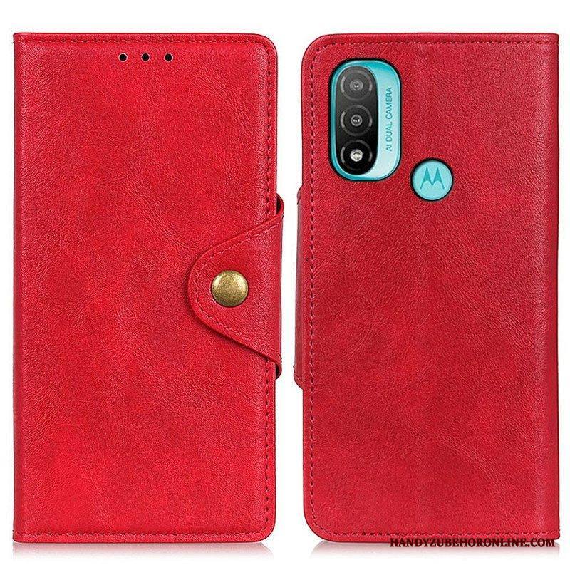 Kotelot Moto E40 / E30 / E20 Vintage Keinonahka Ja Nappi