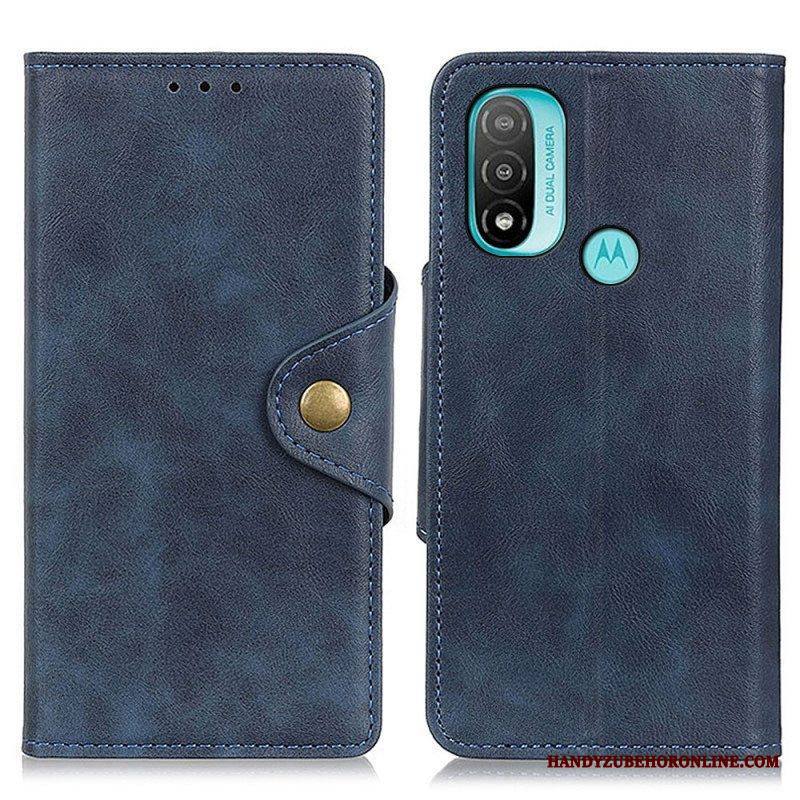Kotelot Moto E40 / E30 / E20 Vintage Keinonahka Ja Nappi