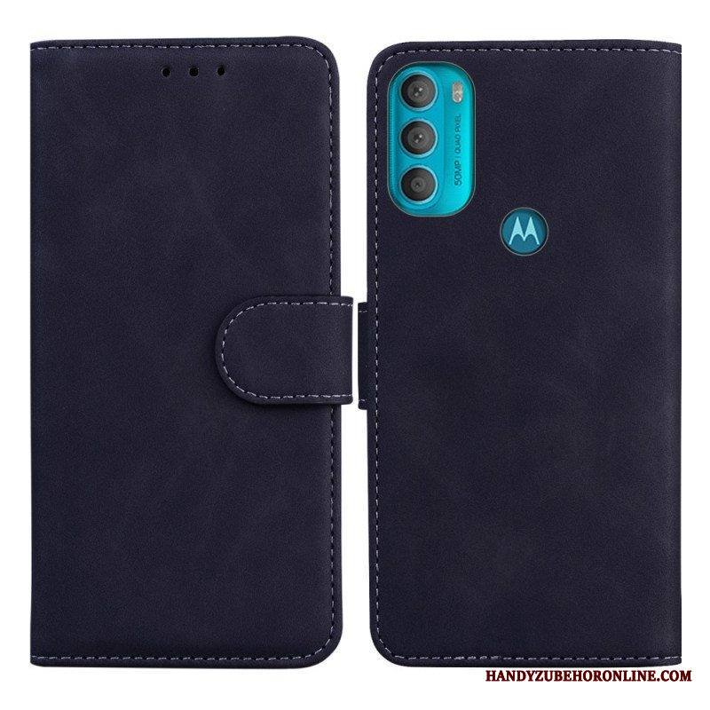 Kotelot Moto G71 5G Yksivärinen Nahkaefekti