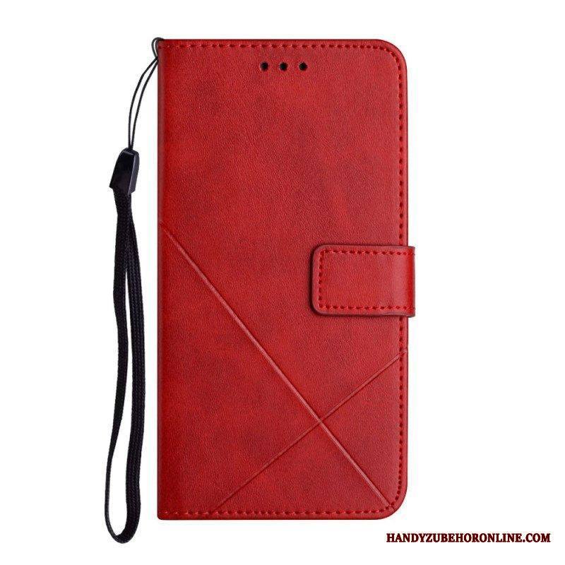 Kotelot Samsung Galaxy A14 / A14 5G Suojaketju Kuori Strappy Geometric Leather Style