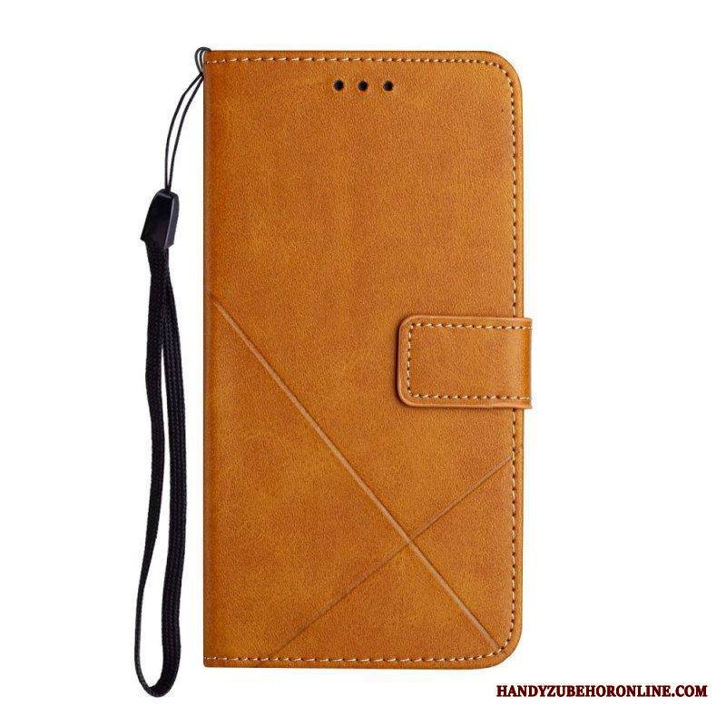Kotelot Samsung Galaxy A14 / A14 5G Suojaketju Kuori Strappy Geometric Leather Style