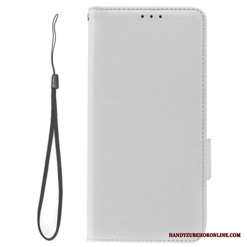Kotelot Samsung Galaxy A14 / A14 5G Suojaketju Kuori Strappy Litchi Leather Style