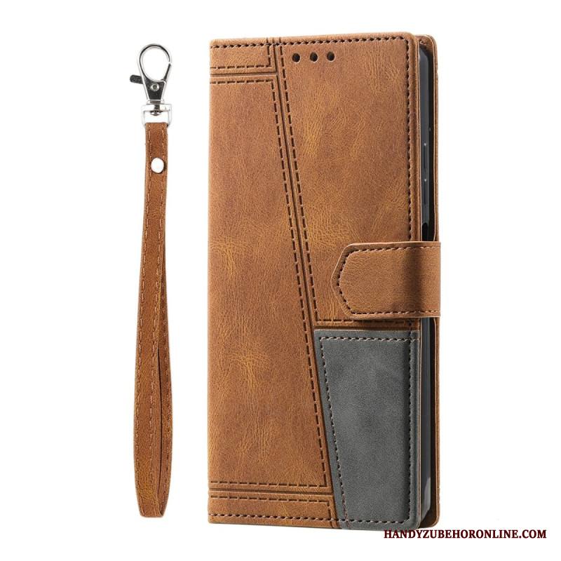 Kotelot Samsung Galaxy S25 Ultra 5g Kaksivärinen Mokkanahkamainen Rfid-lompakko Hihnalla