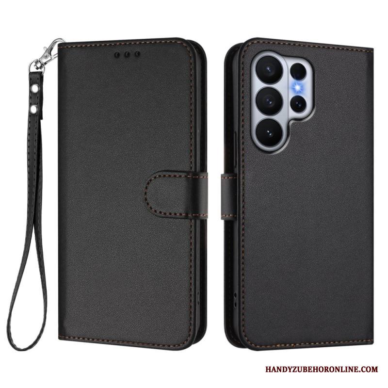 Kotelot Samsung Galaxy S26 Ultra Yksivärinen Nahkajäljitelmä Hihnalla Suojakuori