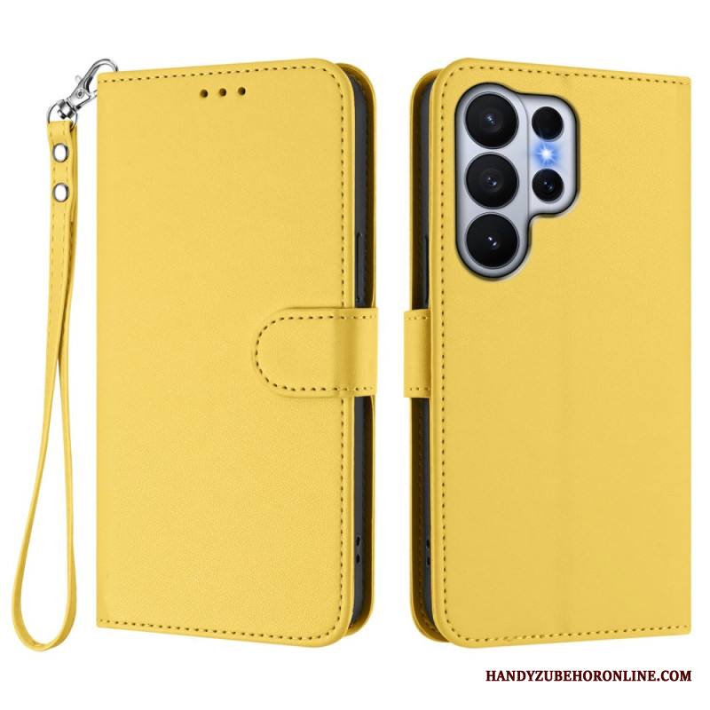 Kotelot Samsung Galaxy S26 Ultra Yksivärinen Nahkajäljitelmä Hihnalla Suojakuori