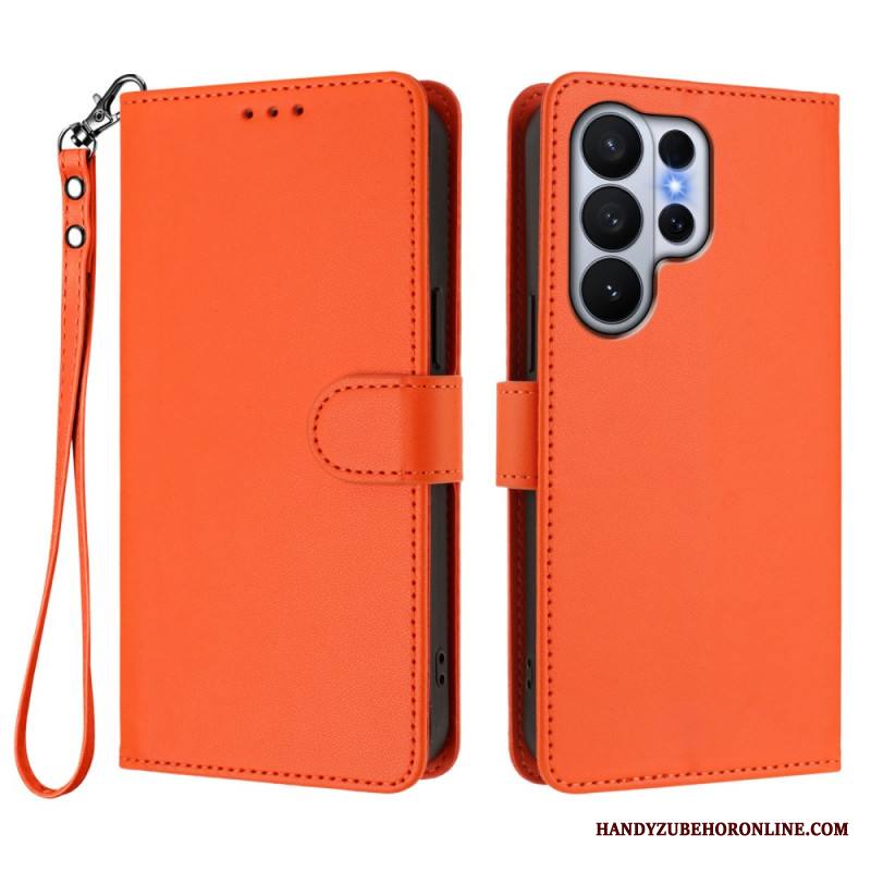 Kotelot Samsung Galaxy S26 Ultra Yksivärinen Nahkajäljitelmä Hihnalla Suojakuori