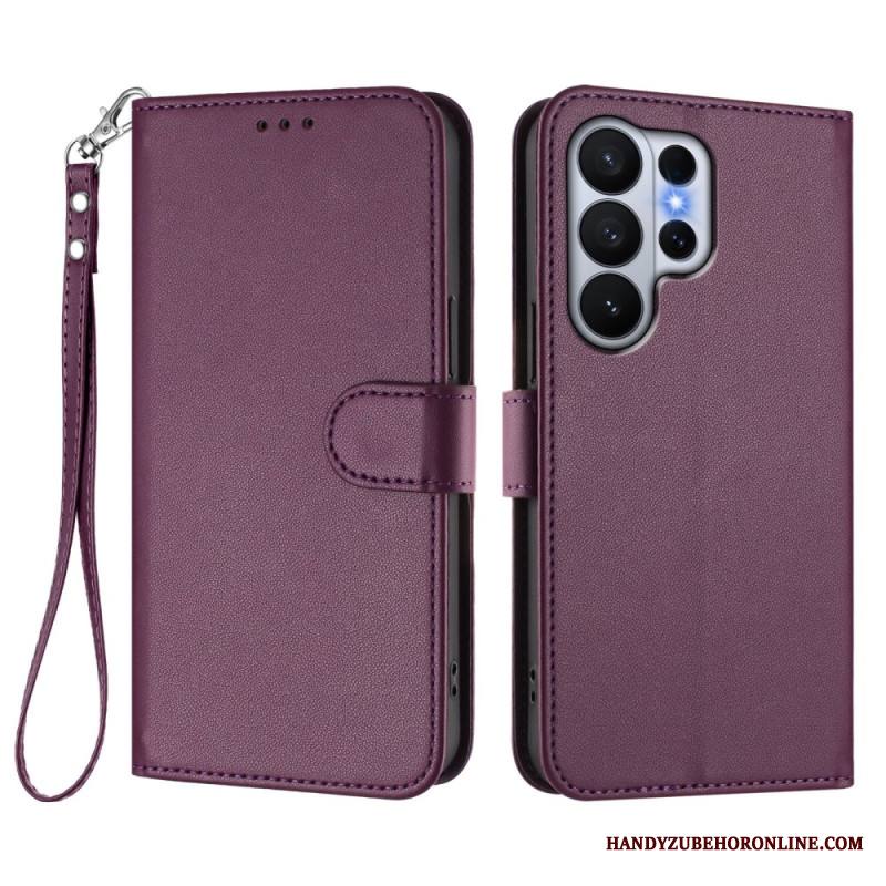 Kotelot Samsung Galaxy S26 Ultra Yksivärinen Nahkajäljitelmä Hihnalla Suojakuori