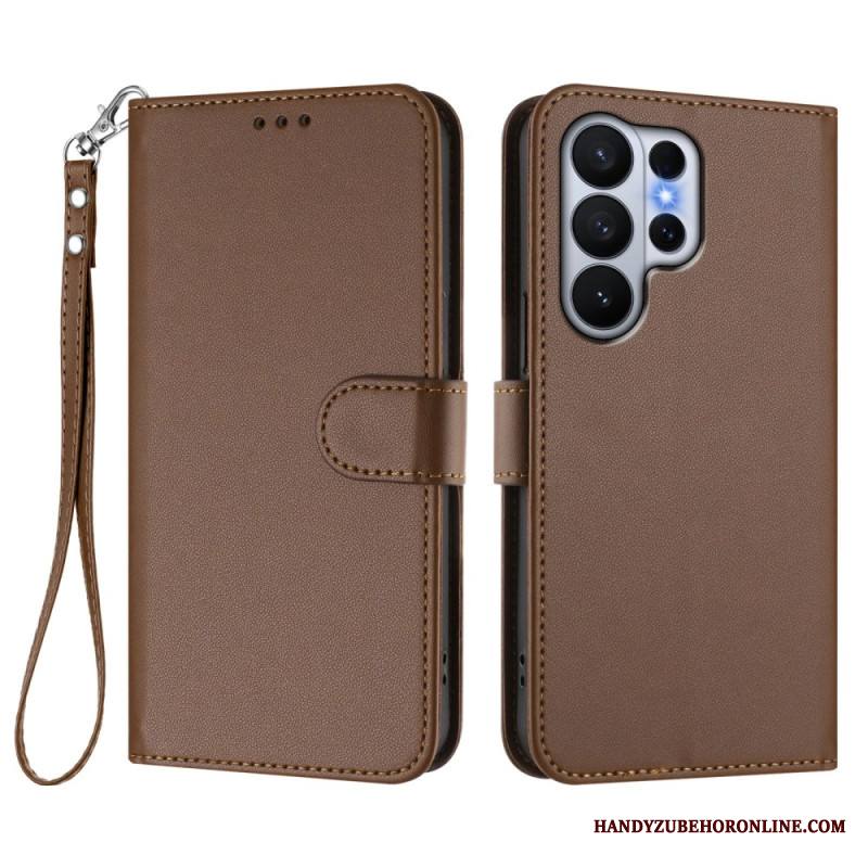 Kotelot Samsung Galaxy S26 Ultra Yksivärinen Nahkajäljitelmä Hihnalla Suojakuori