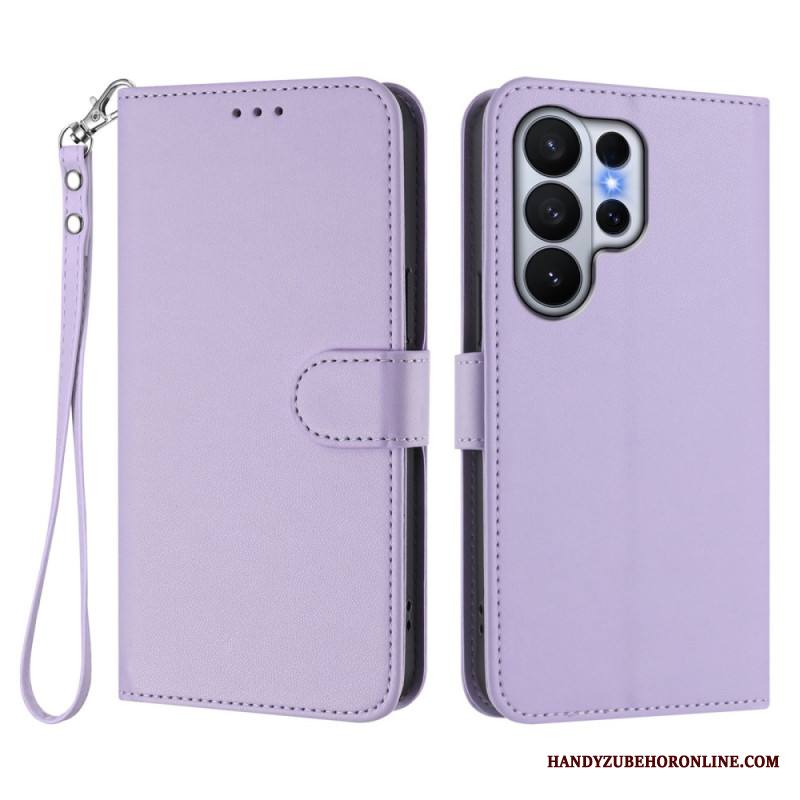 Kotelot Samsung Galaxy S26 Ultra Yksivärinen Nahkajäljitelmä Hihnalla Suojakuori