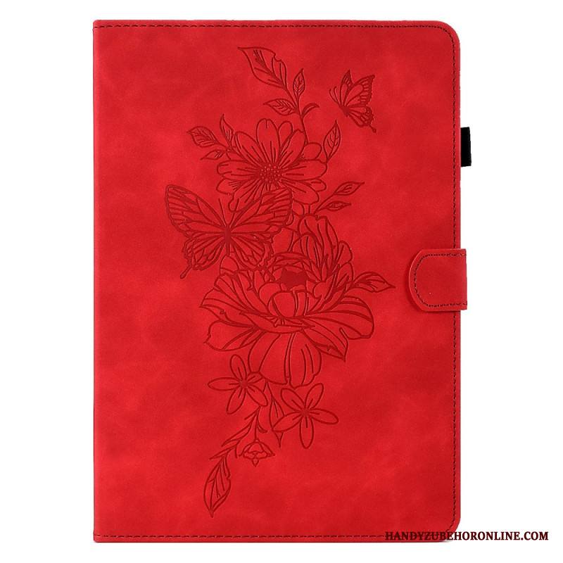 Kotelot Samsung Galaxy Tab S11 Mokkanahkainen Kukka- Ja Perhoskuvio