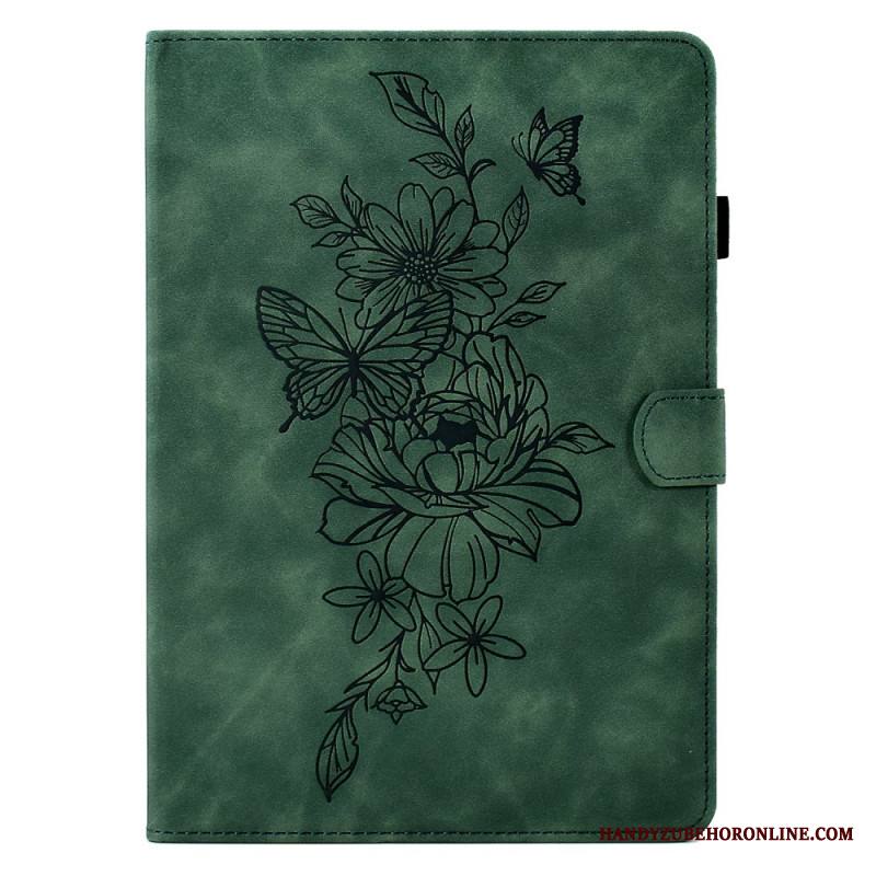 Kotelot Samsung Galaxy Tab S11 Mokkanahkainen Kukka- Ja Perhoskuvio