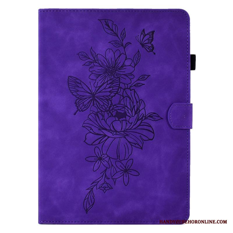 Kotelot Samsung Galaxy Tab S11 Mokkanahkainen Kukka- Ja Perhoskuvio