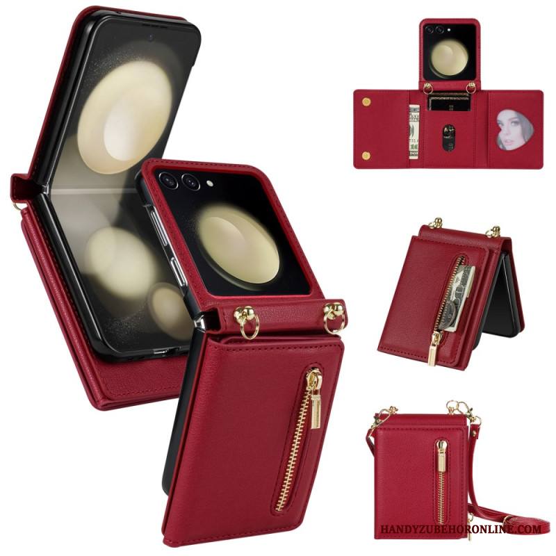 Kotelot Samsung Galaxy Z Flip 7 Rfid-lompakko Ja Olkahihna Suojakuori