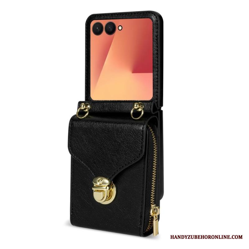 Kotelot Samsung Galaxy Z Flip 7 Vetoketjullinen Lompakko Ja Olkahihna