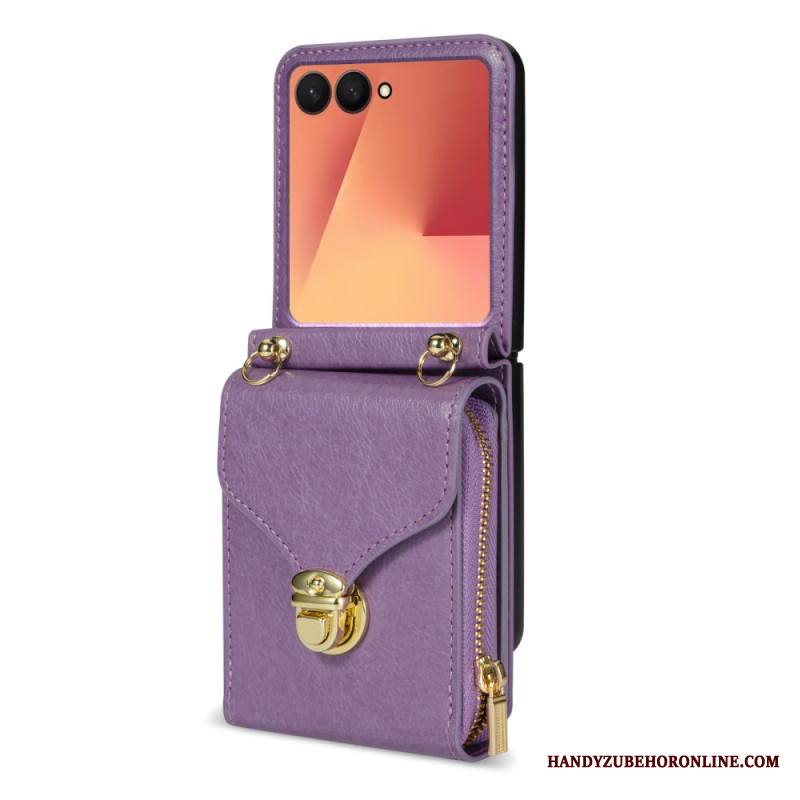 Kotelot Samsung Galaxy Z Flip 7 Vetoketjullinen Lompakko Ja Olkahihna