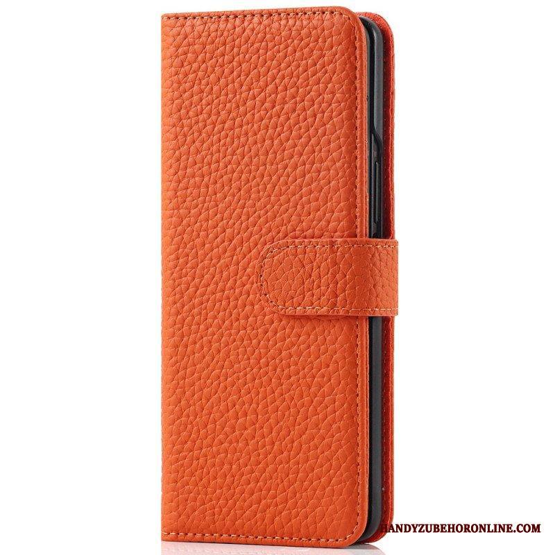 Kotelot Samsung Galaxy Z Fold 3 5G Aito Litchi Nahkainen Kynäteline