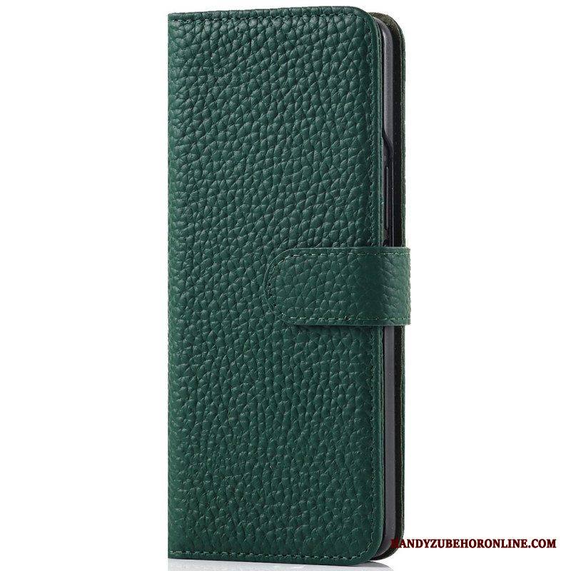 Kotelot Samsung Galaxy Z Fold 3 5G Aito Litchi Nahkainen Kynäteline