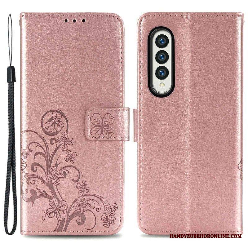 Kotelot Samsung Galaxy Z Fold 4 Clovers-kuvio Hihnalla