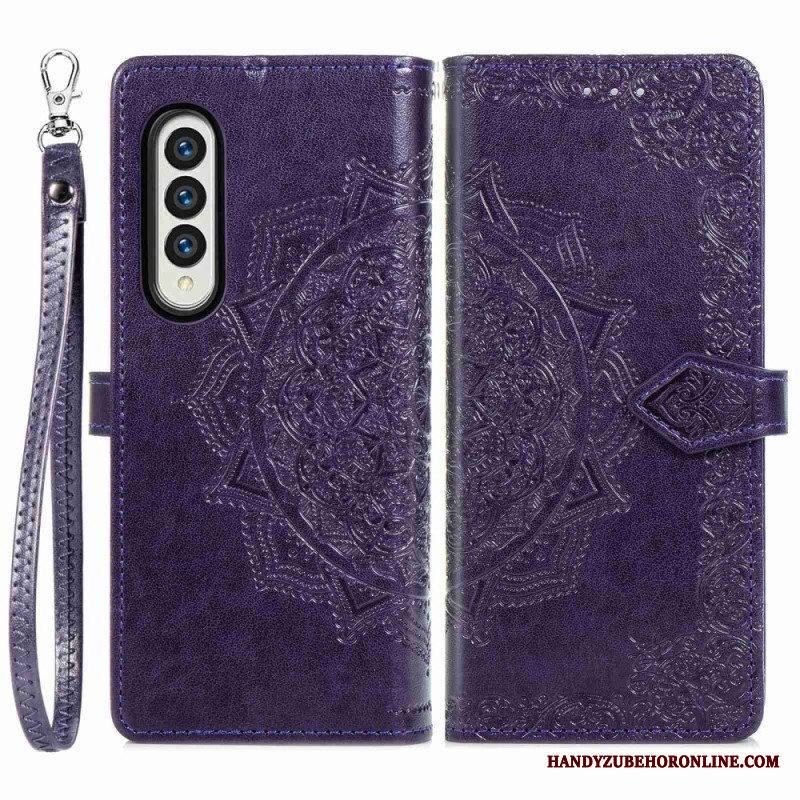 Kotelot Samsung Galaxy Z Fold 4 Suojaketju Kuori Keskiaikainen Strappy Mandala