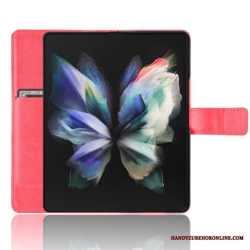 Kotelot Samsung Galaxy Z Fold 4 Suojaketju Kuori Klassinen Strappy Smooth Faux Leather
