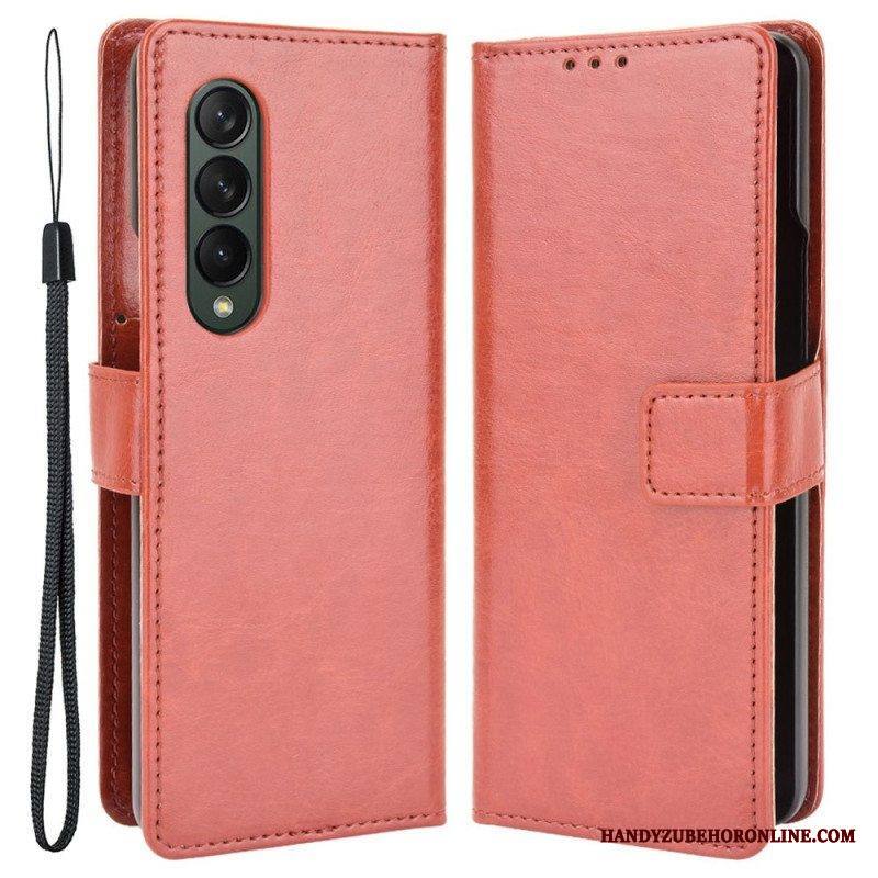 Kotelot Samsung Galaxy Z Fold 4 Suojaketju Kuori Klassinen Strappy Smooth Faux Leather