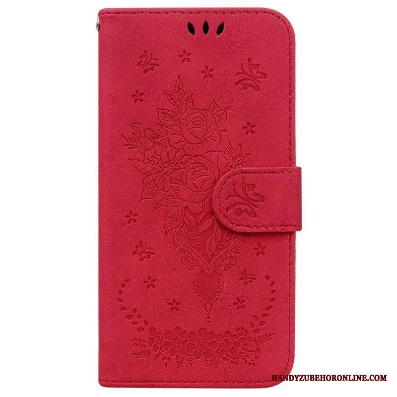 Kotelot Xiaomi 12 / 12X Suojaketju Kuori Strappy Ruusut Ja Perhoset