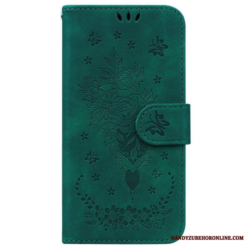 Kotelot Xiaomi 12 / 12X Suojaketju Kuori Strappy Ruusut Ja Perhoset