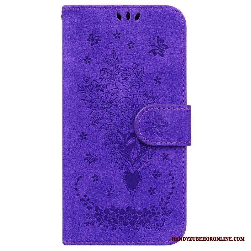 Kotelot Xiaomi 12 / 12X Suojaketju Kuori Strappy Ruusut Ja Perhoset