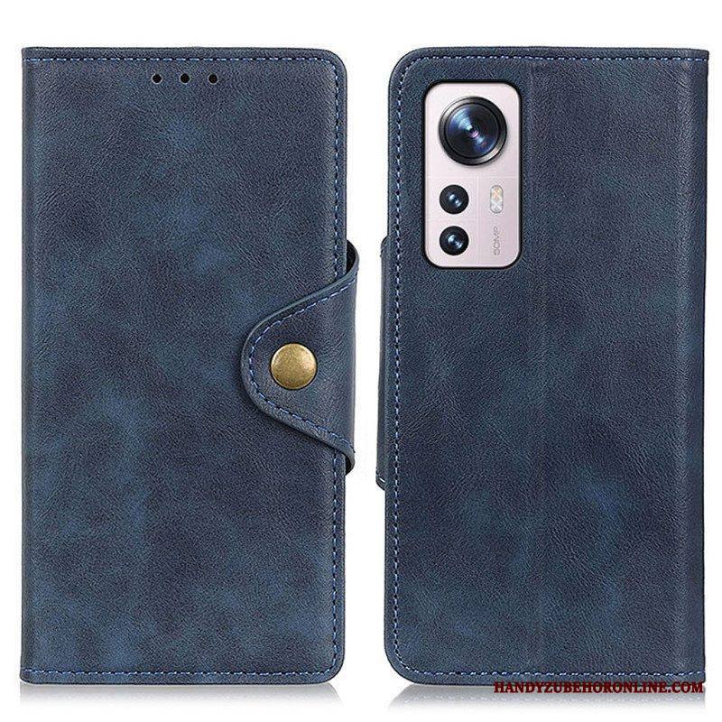 Kotelot Xiaomi 12 Pro Vintage Keinonahka Ja Nappi