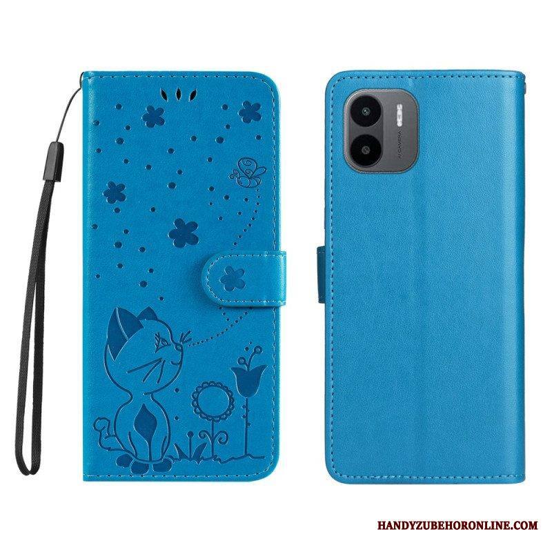 Kotelot Xiaomi Redmi A1 Suojaketju Kuori Kissa Ja Mehiläinen Kaulanauhalla