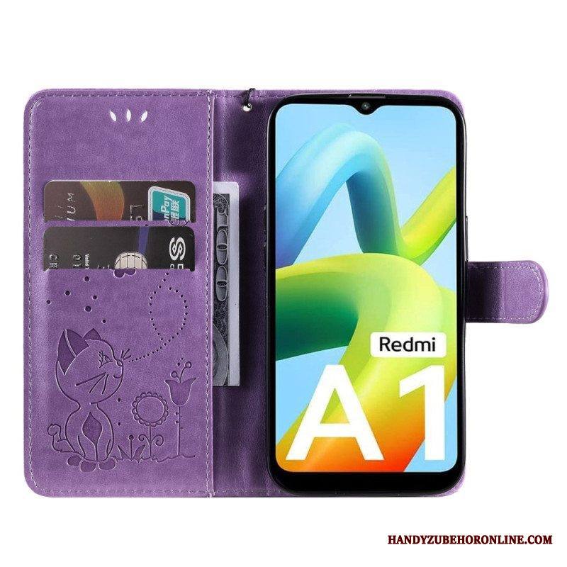 Kotelot Xiaomi Redmi A1 Suojaketju Kuori Kissa Ja Mehiläinen Kaulanauhalla