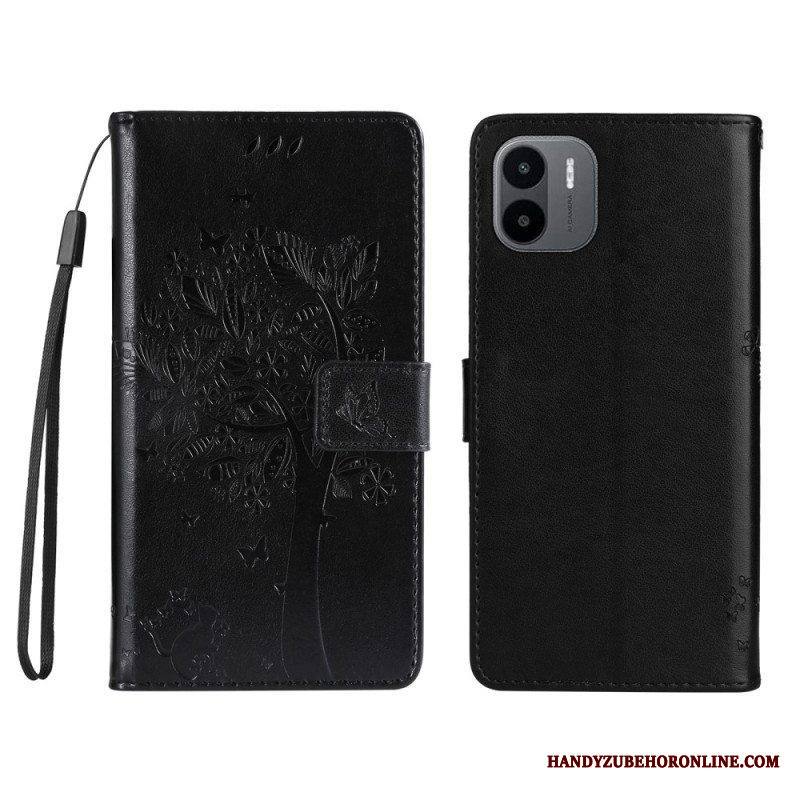 Kotelot Xiaomi Redmi A1 Suojaketju Kuori Tree Ja Strappy Cat