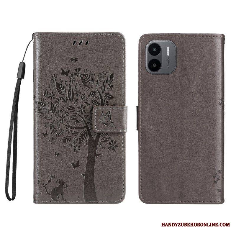 Kotelot Xiaomi Redmi A1 Suojaketju Kuori Tree Ja Strappy Cat